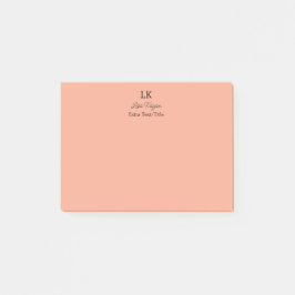 Notas Post-it® Monograma Nombre y título de inicio personalizado