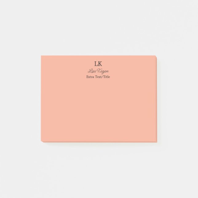 Notas Post-it® Monograma Nombre y título de inicio personalizado (Anverso)