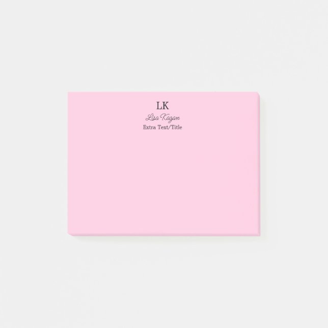 Notas Post-it® Monograma Nombre y título de inicio personalizado (Anverso)