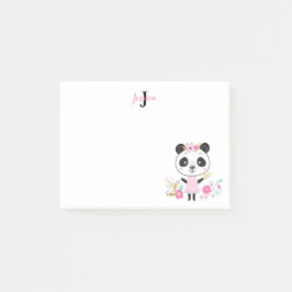 Notas Post-it® Monograma panda rosado chiquito