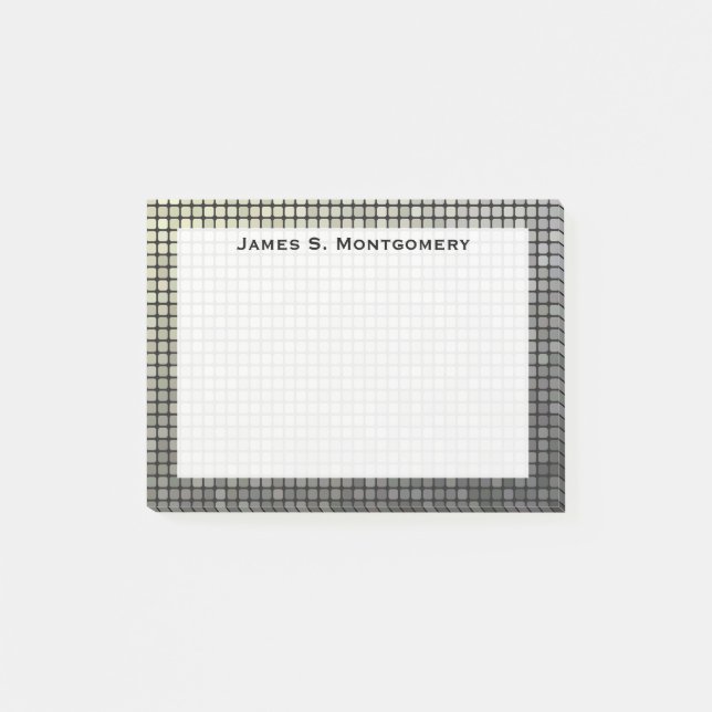 Notas Post-it® Monograma Pequeña Grunge Faux Cuadrados Metalizado (Anverso)