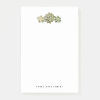 Notas Post-it® Monograma personal suculento verde acuarela