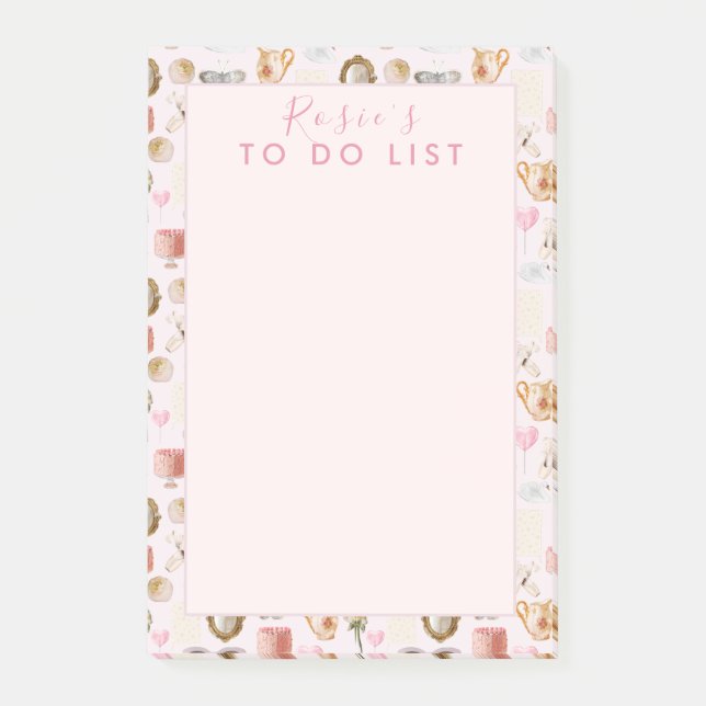 Notas Post-it® Monograma Personalizada Coqueta Lindo Femenino Ros (Anverso)