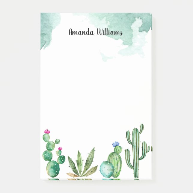 Notas Post-it® Monograma personalizado Cactus Garden (Anverso)