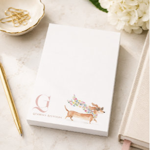 Notas Post-it® Monograma Personalizado de Dachshund Caprichoso