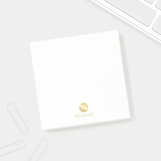 Notas Post-it® Monograma personalizado de lujo blanco y oro (Subido por el creador)