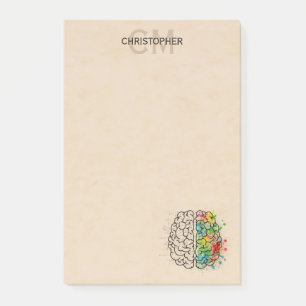 Notas Post-it® Monograma Personalizado Del Cerebro Humano Izquier