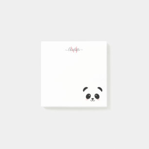 Notas Post-it® Monograma personalizado del oso panda de Kawaii