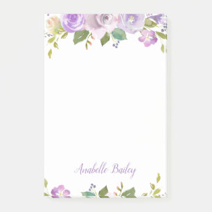 Notas Post-it® Monograma Personalizado Floral Lilac