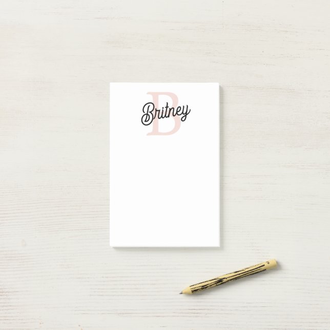 Notas Post-it® Monograma personalizado moderno y nombre Pastel ro (Escritorio)