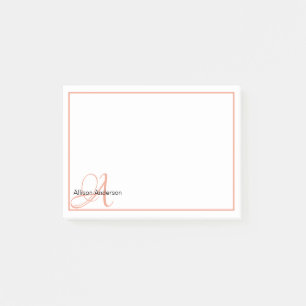 Notas Post-it® Monograma personalizado y nombre