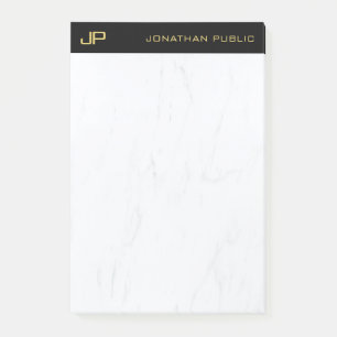 Notas Post-it® Monograma Profesional Black Gold Marble Elegante