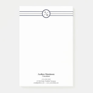 Notas Post-it® Monograma profesional moderno