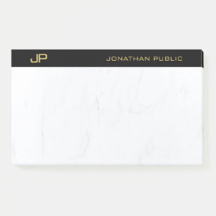Notas Post-it® Monograma profesional moderno oro negro simple