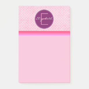 Notas Post-it® Monograma puntos de polka rosa