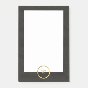 Notas Post-it® Monograma Relieve metalizado dorado de pizarra neg