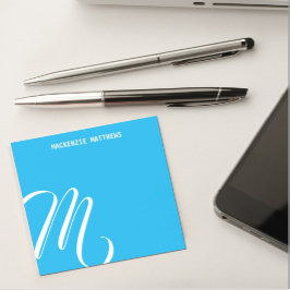 Notas Post-it® Monograma Remolino Colorido Azul Nombre Personaliz