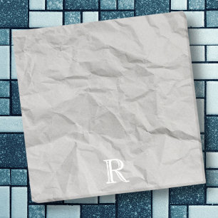 Notas Post-it® Monograma retro escarpado de papel crudo gris