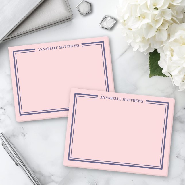 Notas Post-it® Monograma rosa azul marino (Navy Blue Pink Monogram Post-it Notes)