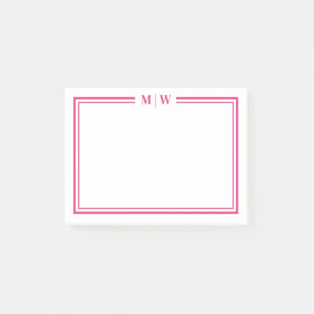 Notas Post-it® Monograma Rosa Brillante (Anverso)