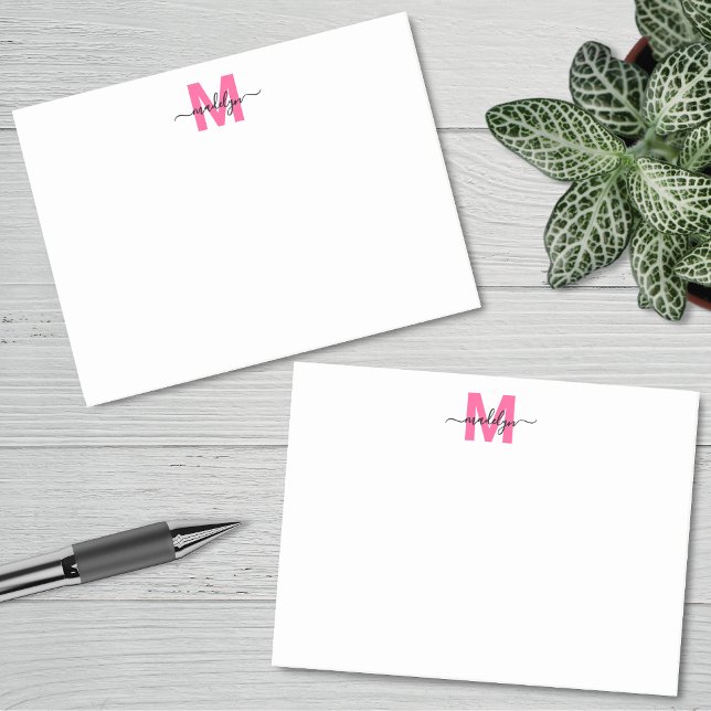Notas Post-it® Monograma Rosa Caliente (Hot Pink Monogram Post-it Notes)
