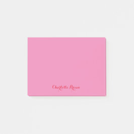 Notas Post-it® Monograma rosa Rojo Rojo Moderno Feminina Minimali