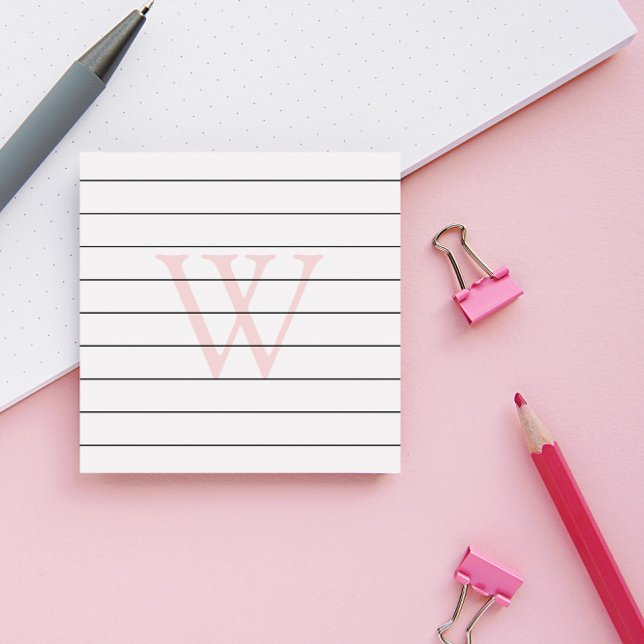 Notas Post-it® Monograma rosa Rubor en línea (Subido por el creador)