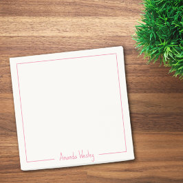 Notas Post-it® Monograma rosa simple Minimalista con nombre compl