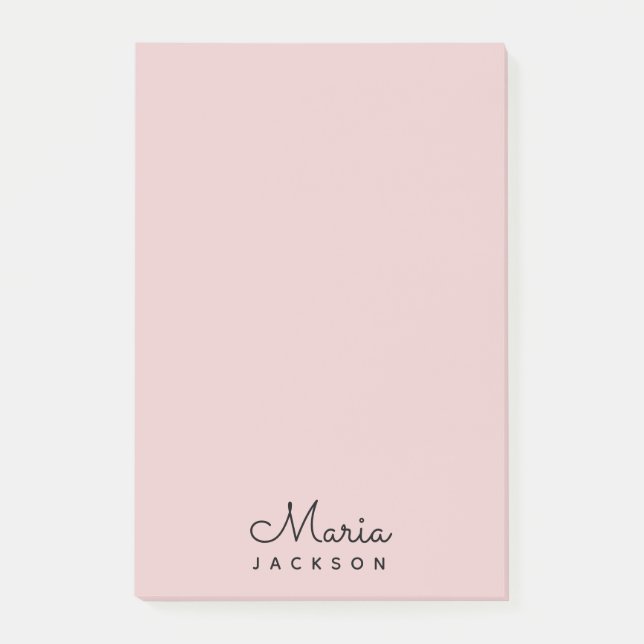 Notas Post-it® Monograma Rubor Rosa Feminina Minimalista (Anverso)