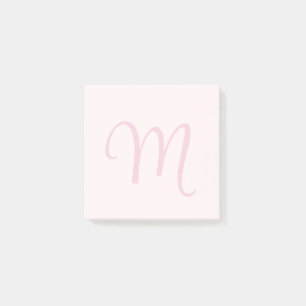 Notas Post-it® Monograma Rubor Rosa Moderno Feminina Minimalista
