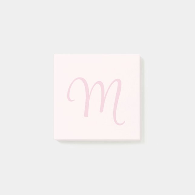 Notas Post-it® Monograma Rubor Rosa Moderno Feminina Minimalista (Anverso)