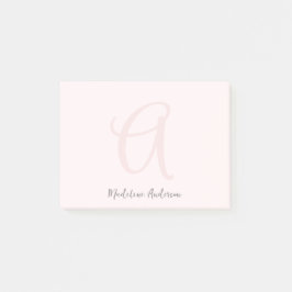 Notas Post-it® Monograma Rubor Rosa Moderno Feminina Minimalista