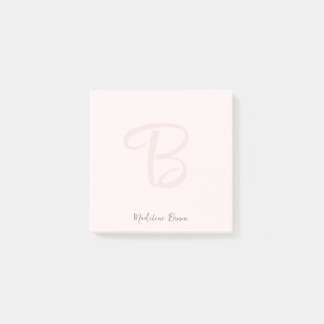 Notas Post-it® Monograma Rubor Rosa Moderno Feminina Minimalista (Anverso)