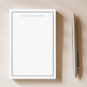 Notas Post-it® Monograma sencillo de borde moderno blanco minimal