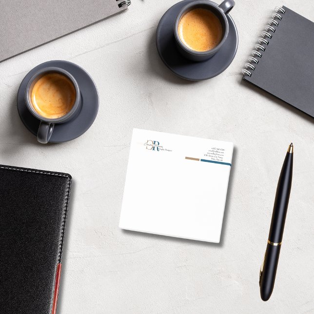 Notas Post-it® Monograma simple de oro azul moderno (Subido por el creador)