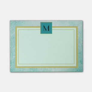 Notas Post-it® Monograma textura vintage verde de menta