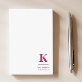 Notas Post-it® Monograma tipográfico moderno mínimo de color rosa
