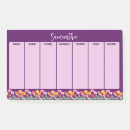 Notas Post-it® Monograma Tulipanes Primavera Flores coloridas y a