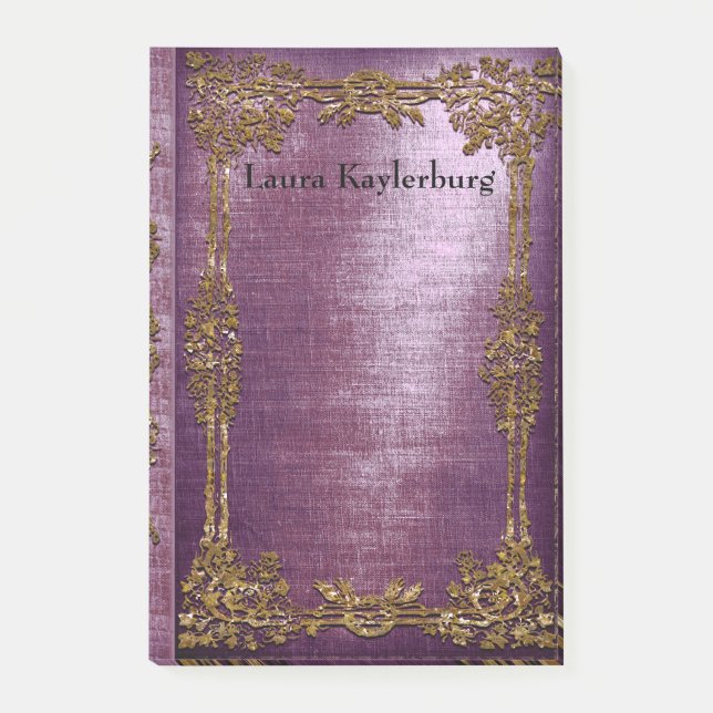 Notas Post-it® Monograma único del libro antiguo de Ruette Lavend (Anverso)