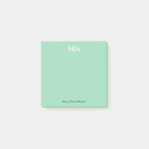 Notas Post-it® Monograma verde de menta 3 tres letras Iniciales M