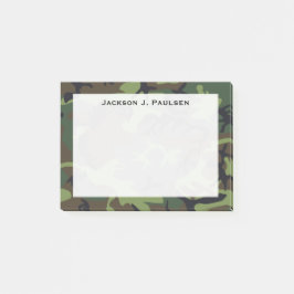 Notas Post-it® Monograma verde, marrón, camuflaje negro