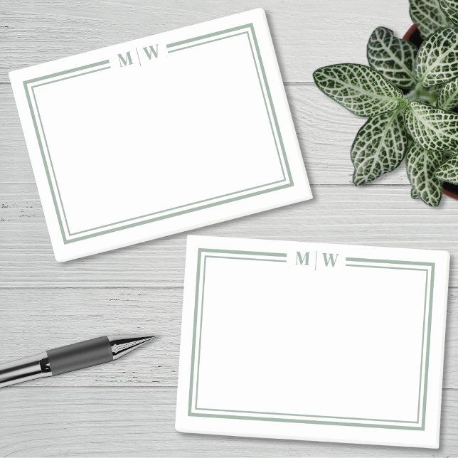 Notas Post-it® Monograma Verde Minimalista (Minimalist Green Monogram Post-it Notes)