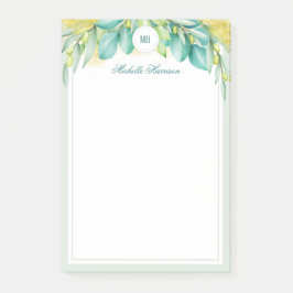 Notas Post-it® Monograma verde moderno Eucalyptus deja oliva