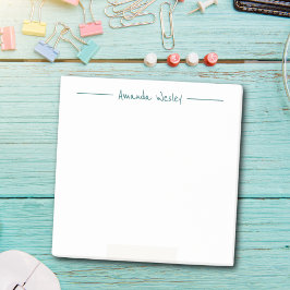 Notas Post-it® Monograma verde oscuro mínimo Nombre completo