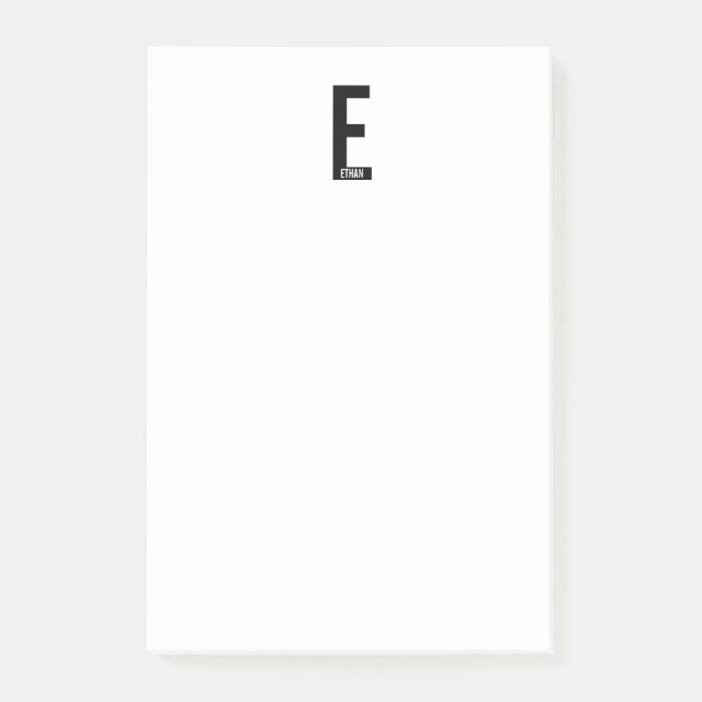 Notas Post-it® Monograma y nombre negrita personalizado moderno (Anverso)