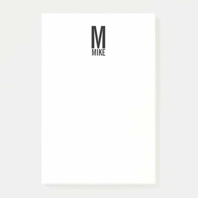 Notas Post-it® Monograma y nombre negrita personalizado moderno (Anverso)
