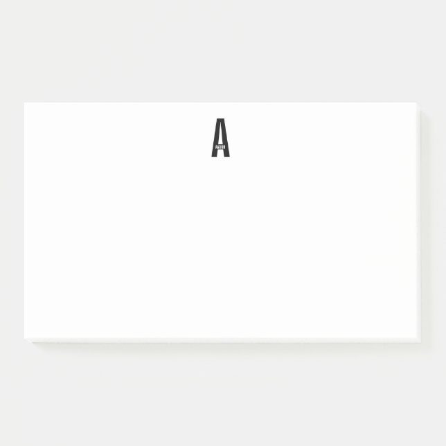 Notas Post-it® Monograma y nombre negrita personalizado moderno (Anverso)