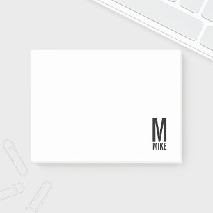 Notas Post-it® Monograma y nombre negrita personalizado moderno