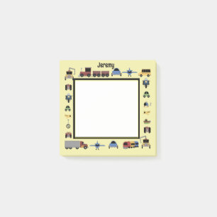 Notas Post-it® Monogramación de trenes, llanuras y automóviles