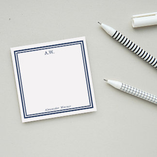 Notas Post-it® Monogramado azul de la marina